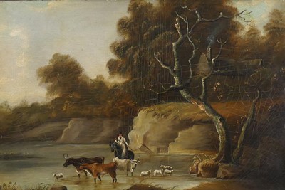 Lot 2438 - 19th Century Dutch school - river scene with...