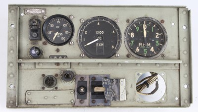 Lot 740 - An aircraft instrument panel, set with three...