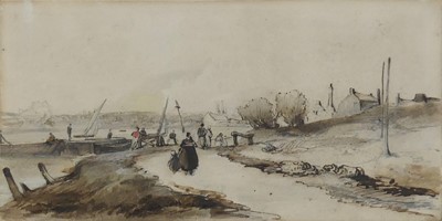 Lot 2423 - Samuel Prout (1783-1852) - Figures in a river...
