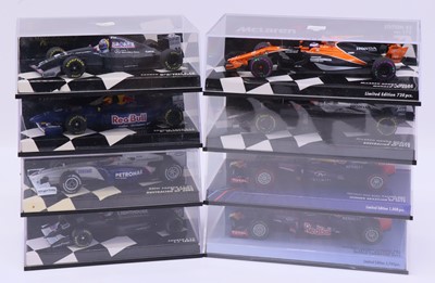 Lot 1948 - Minichamps 1:43 scale group of eight Formula...