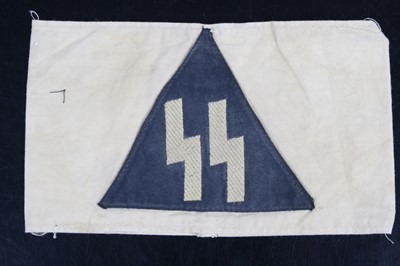 Lot 736 - A German SS armband, in cream cotton with...