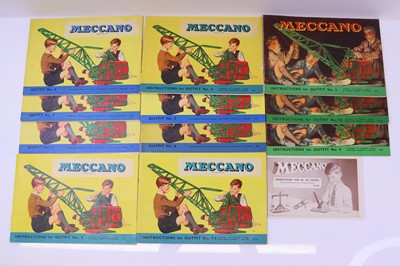 Lot 1835 - Meccano manuals 1954-1960, to include outfit 9,...