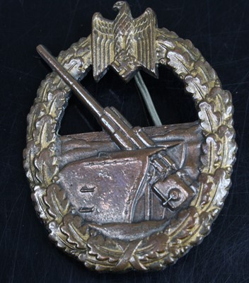 Lot 806 - A German Coastal Artillery War badge, marked...