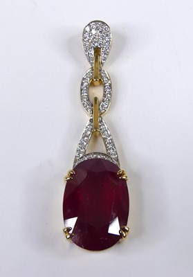 Lot 2263 - An 18ct yellow gold, ruby and diamond...