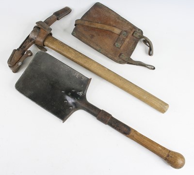 Lot 645 - A WW II Swiss entrenching tool, the steel...