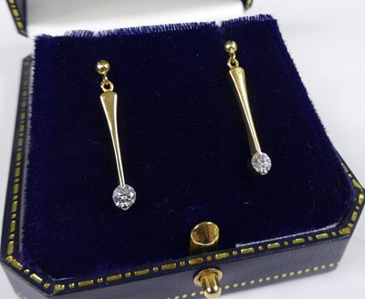 Lot 2295 - A pair of 18ct yellow and white gold diamond...