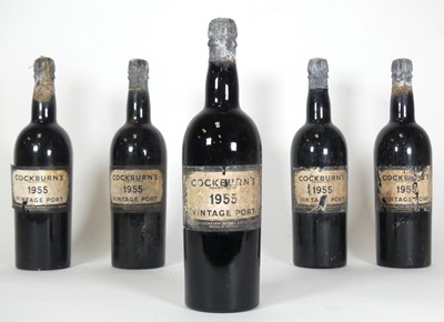 Lot 1275 - Cockburns Vintage Port 1955, 5 bottles, OWC