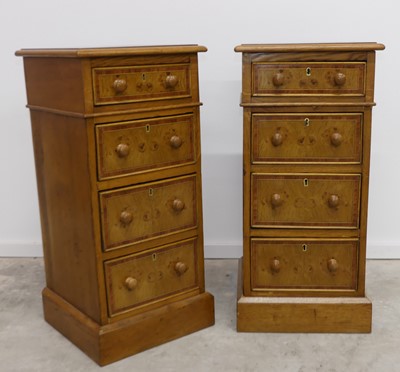 Lot 2524 - A pair of figured walnut and oak cross banded...