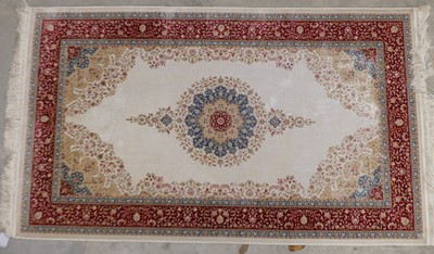 Lot 2494 - A pair of contemporary Persian fine weave silk...