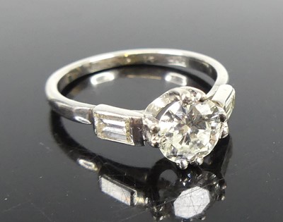 Lot 2279 - A white metal diamond solitaire ring featuring...