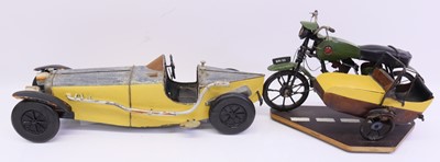 Lot 1710 - 2 tinplate and pressed steel models of a Car...