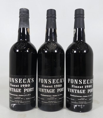 Lot 1271 - Fonseca's Finest Vintage Port, 1980, three...