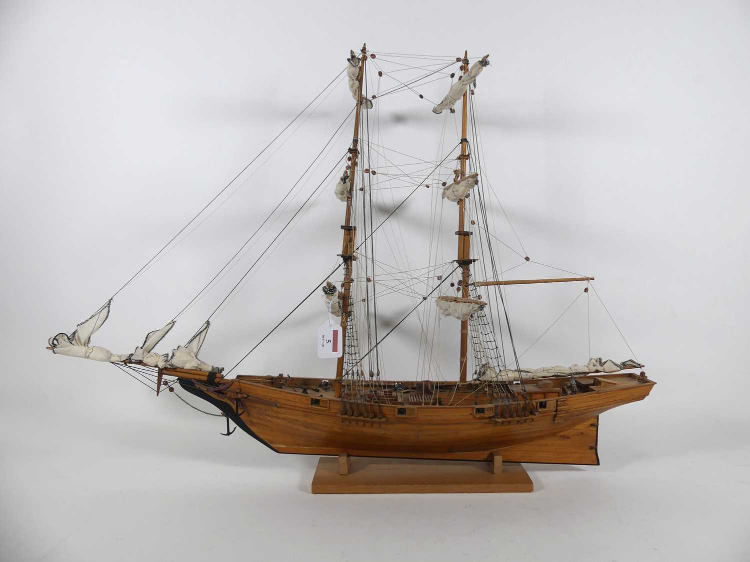Lot 5 - A scratch built wooden model of a two masted...
