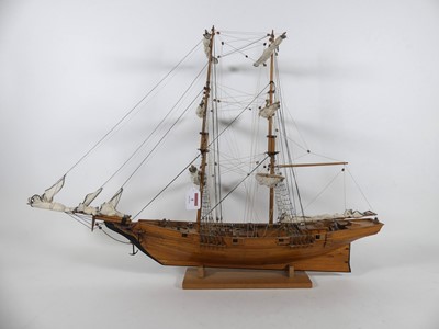 Lot 5 - A scratch built wooden model of a two masted...