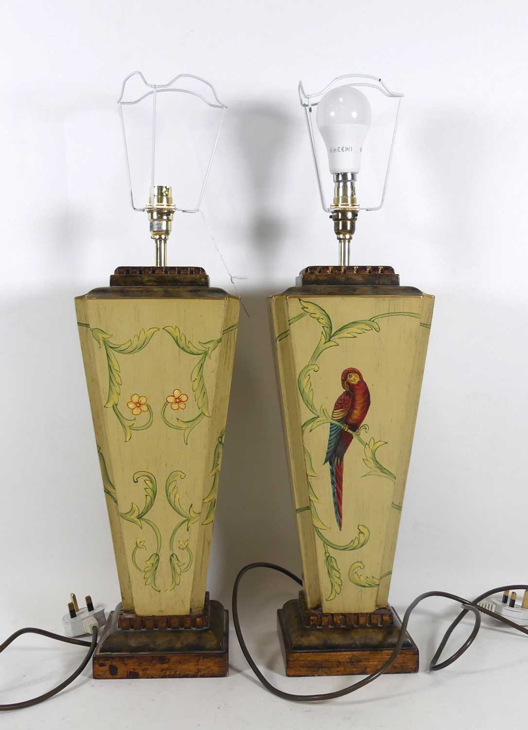 Lot 11 - A pair of composite table lamps of tapering...