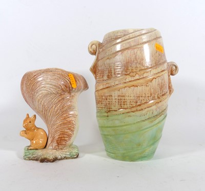 Lot 44 - A Sylvac pottery vase, of ribbed cylindrical...