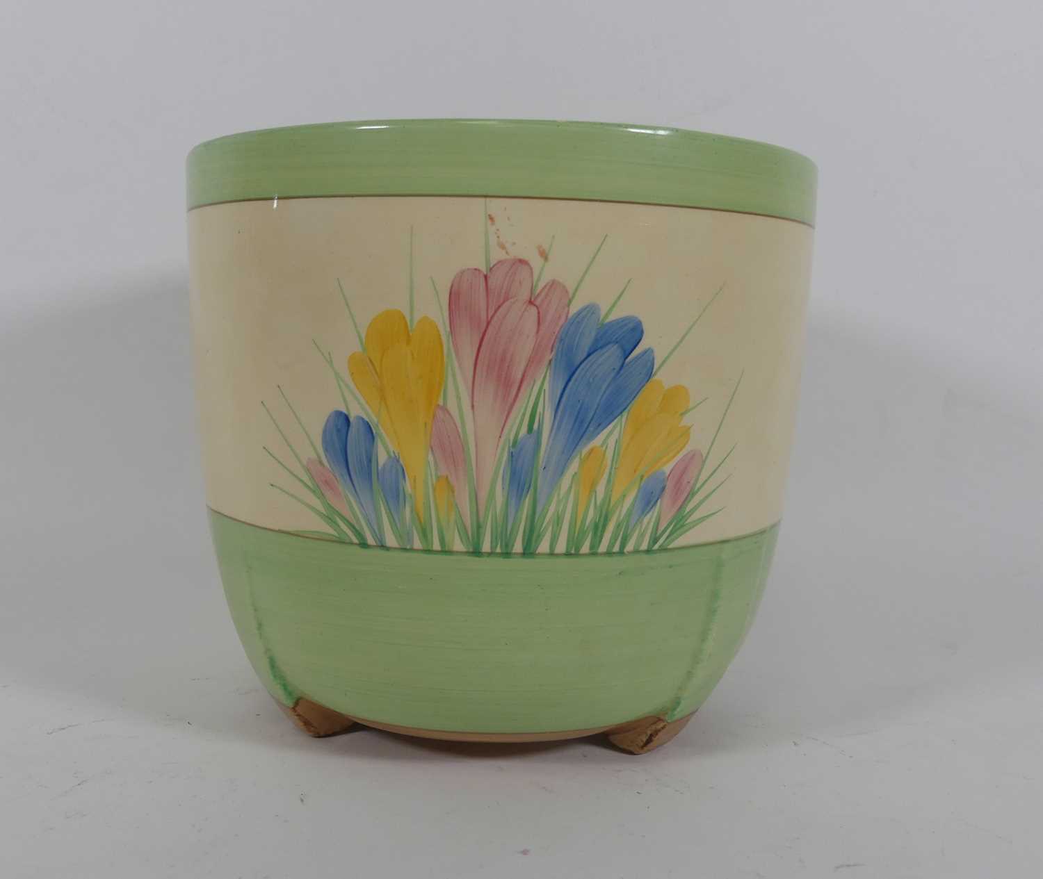Lot 52 - A Clarice Cliff 'Crocus' pattern jardiniere,...