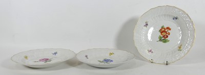 Lot 53 - A set of three Meissen porcelain plates, each...