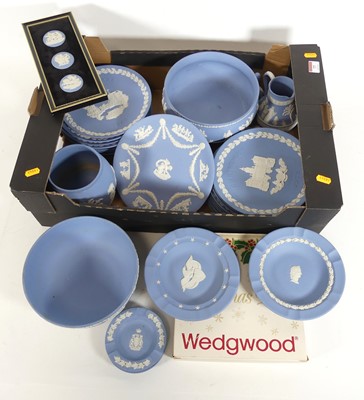 Lot 77 - A collection of Wedgwood light blue Jasperware,...