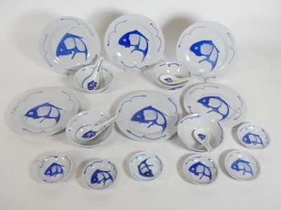 Lot 81 - A Chinese porcelain blue & white part table...