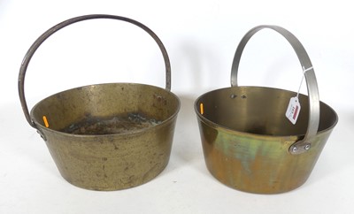 Lot 103 - A 19th century brass jam pan, having a riveted...