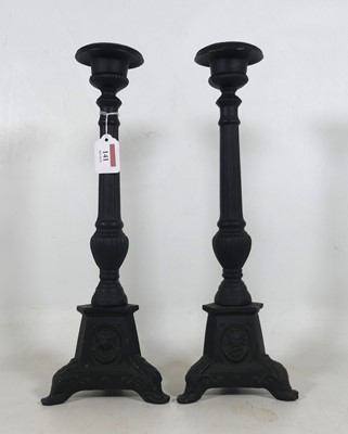 Lot 141 - A pair of cast iron ecclesiastical style...