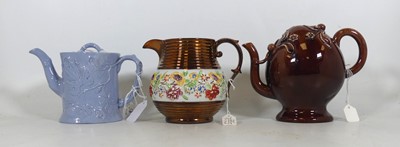 Lot 144 - A Victorian Spode teapot, on a pale blue...