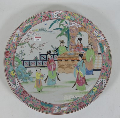 Lot 146 - A Japanese charger, enamel decorated with...