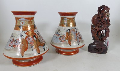 Lot 159 - A pair of Japanese Meiji period kutani vases,...