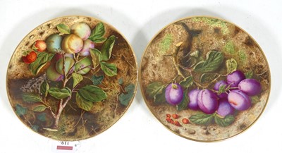 Lot 119 - A pair of Royal Worcester porcelain cabinet...