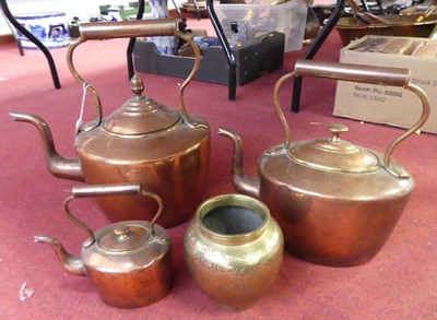 Lot 191 - A Victorian copper range kettle having a...