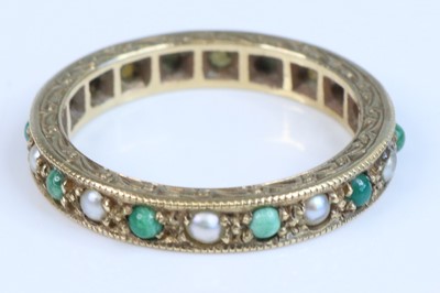 Lot 356 - An Edwardian carved 9ct gold turquoise and...