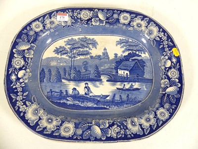 Lot 175 - A 19th century Staffordshire meat plate, blue...