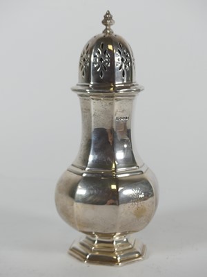 Lot 289 - A George V silver pedestal lighthouse sugar...