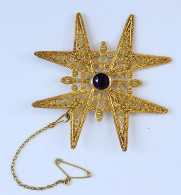 Lot 380 - A middle-eastern yellow metal filigree worked...