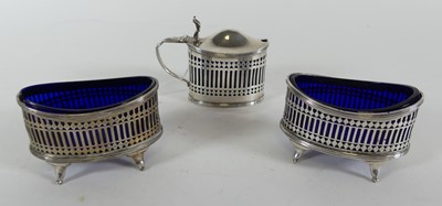 Lot 308 - An Edwardian three piece cruet to include a...