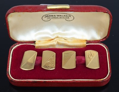 Lot 389 - A pair of gent's 9ct gold engine turned...