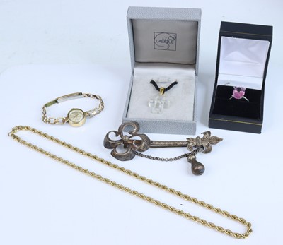 Lot 399 - A gold plated ropetwist necklace; together...