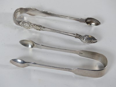 Lot 319 - A pair of 19th century silver sugar tongs, of...