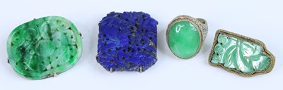 Lot 407 - A modern Chinese carved nephrite brooch, in...