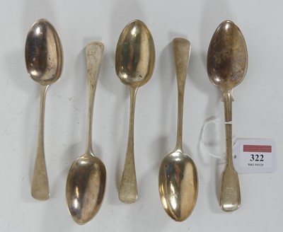 Lot 322 - A set of four Victorian silver dessert spoons,...