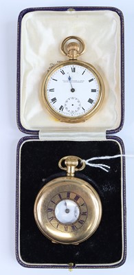 Lot 410 - A gent's half hunter gold plated pocket watch,...