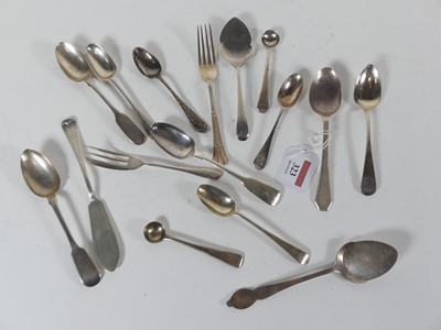 Lot 323 - A small collection of loose silver flatwares,...