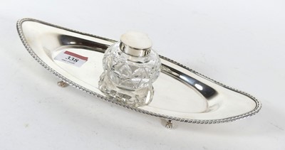 Lot 338 - An Edwardian silver desk stand of elliptical...