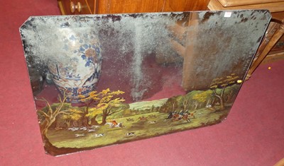 Lot 1209 - A reverse painted mirrored glass wall mirror,...