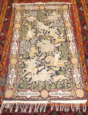 Lot 1214 - A needlework embroidered wall hanging,...