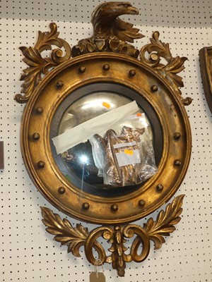 Lot 1227 - A 19th century gilt wood circular convex wall...