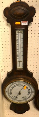 Lot 1229 - An oak two-dial aneroid barometer
