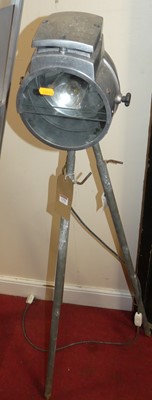 Lot 1270 - An industrial galvanised metal tripod lamp...