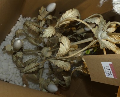 Lot 1275 - A pair of floral painted wired and pressed...